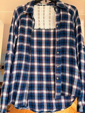 Unpublished Plaid Lace Flannel Longsleeve Shirt